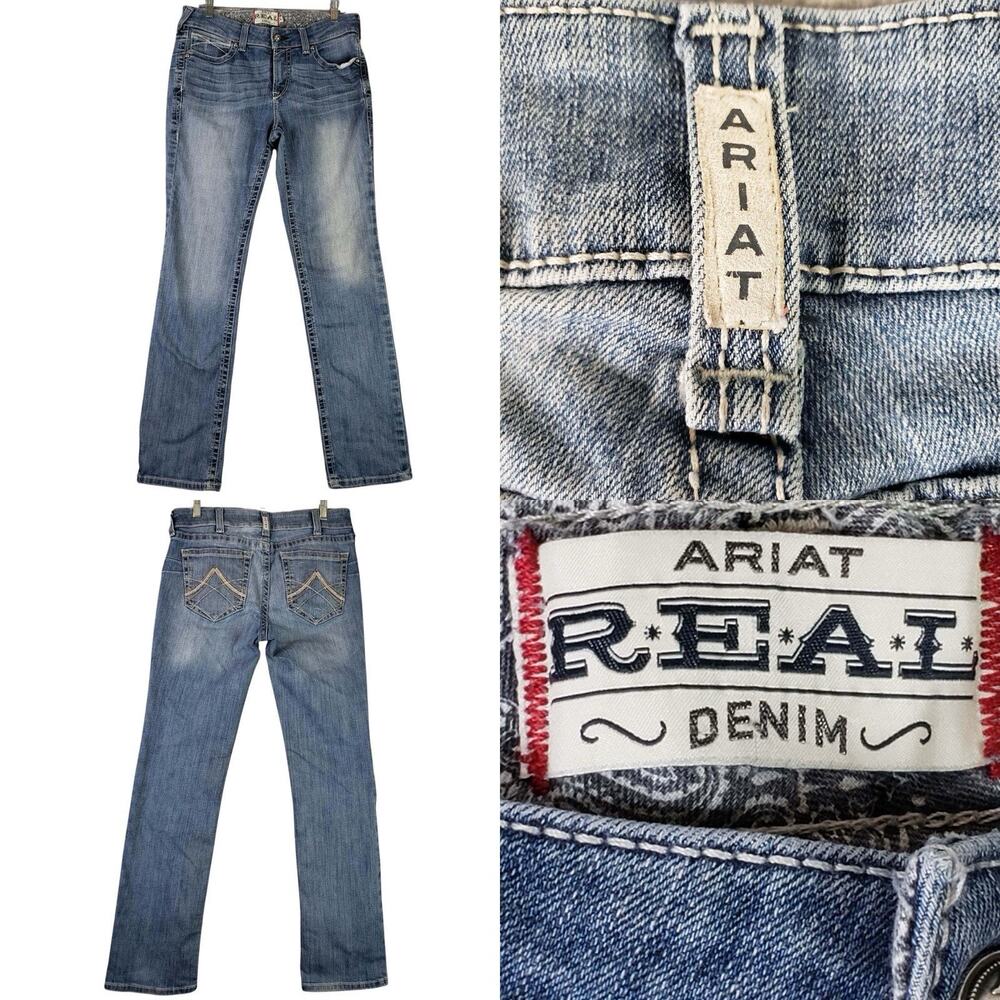 Ariat Real Denim Jeans Straight Women’s Size 31L Long 5-Pocket Cotton Mid Rise
